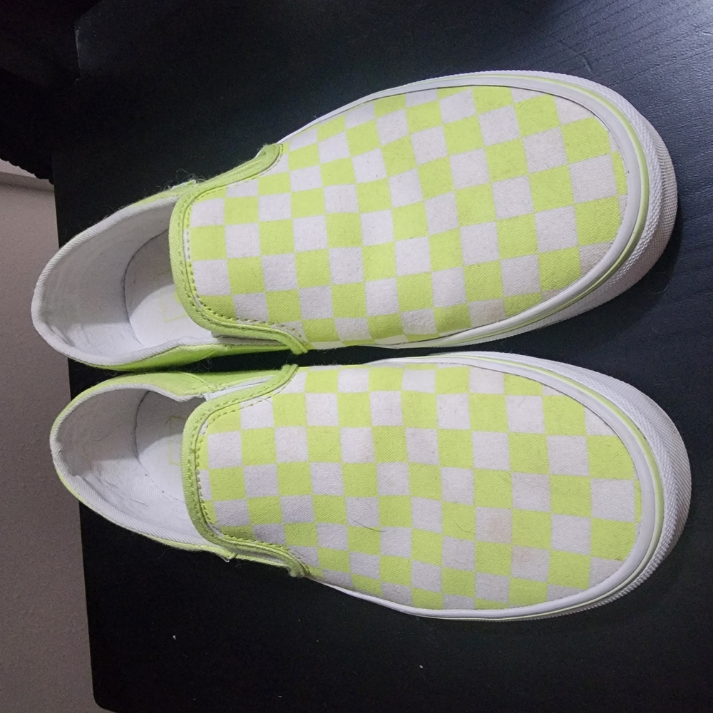 Vans Checkered Slip-On Shoes - Neon Green